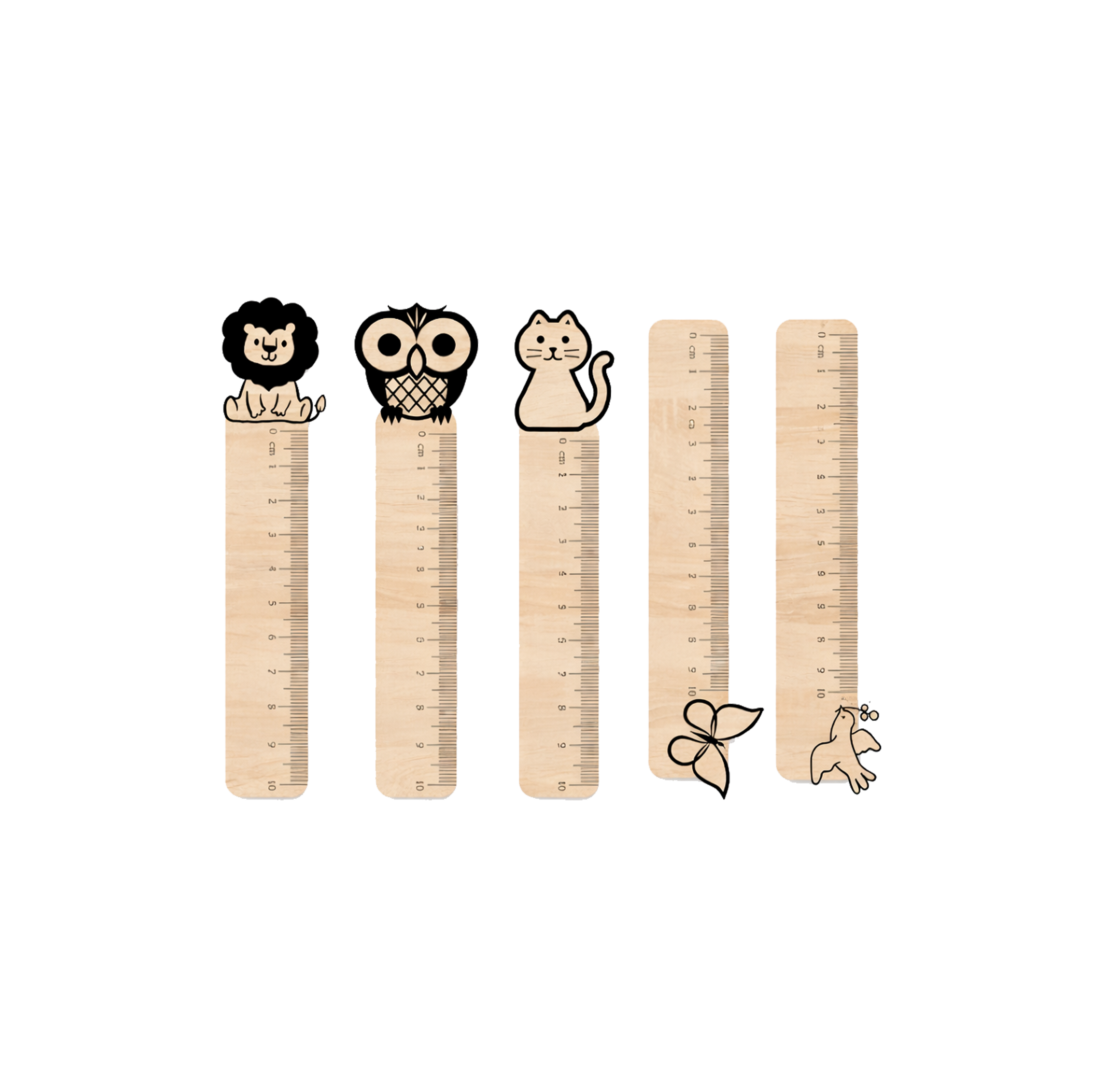 Penggaris Kayu Animal Series Custom Engraving | Custom Nama, Logo & Desain